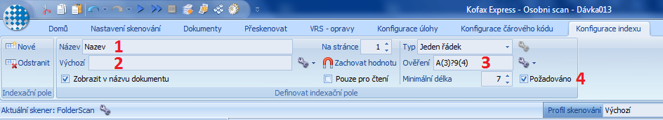 Nastavení vynuceného indexu